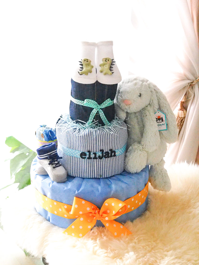 Blue Sparky 2-Tier Diaper Cake | Corner Stork Baby Gifts – Corner Stork Baby  Gifts - Specialty Baby Gifts